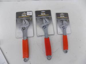 lot 181 image: 3- Adjustable Wrenches 10-8