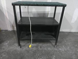 lot 9 image: Mobile Utility Cart with Attached Power Strip and Carpeted Top