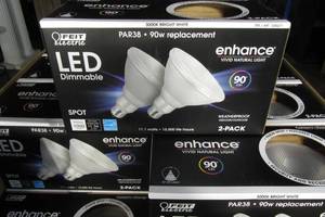 lot 55 image: Case of 16 Feit Electric PAR38 LED Spot Bright White (2-Pack) Bulbs