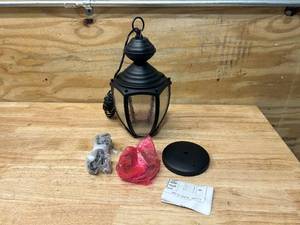 lot 67 image: PROGRESS LIGHTING Roman Coach Collection 1-Light Outdoor Black Hanging Lantern