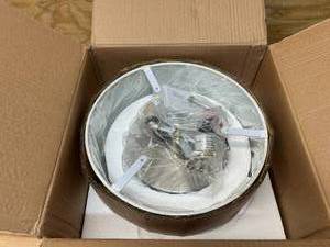 lot 92 image: PROGRESS LIGHTING Inspire Collection 13 in. 2-Light Brushed Nickel Transitional Kitchen Ceiling Light Drum Flush Mount