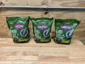 lot 75 image: KINGSFORD Lot of 3 Bags of- Basil, Sage and Thyme Flavor Boosting Charoal