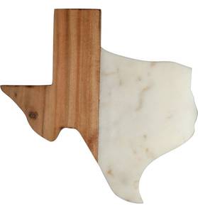 lot 76 image: THIRSTYSTONE Texas Shaped Mango Wood and Marble ServingCutting Board