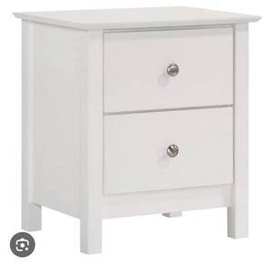 lot 36 image: NEW CLASSIC FURNITURE Gemini 2-Drawer Solid Wood Nightstand in White