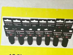lot 50 image: POWERBUILT 15 Piece 12 Drive Impact Pro Socket Set (0307246.30)