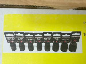 lot 116 image: POWERBUILT 8 Piece 12 Drive Shallow Impact Set (0307246.30)