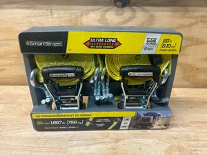 lot 10 image: SMARTSTRAPS Commercial-Grade RatchetX J-Hook Tie-Down, 14ft. x 1 12in., 2 Pack, 5,000-Lb. Breaking Strength, Model# 159