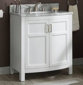 lot 1B image: ALLEN  ROTH Moravia 30-in White Undermount Single Sink Bathroom Vanity with Carrara Natural Marble TopBacksplash (030824180)