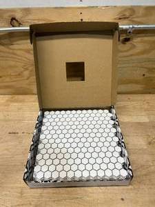 lot 126 image: SERTA Lot of 6- 1 Soho Canvas White Hexagon Matte Glazed Porcelain Mosaic