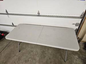lot 138 image: Rugged White Folding Tables (Quantity Two)