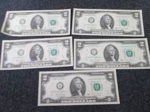 5 Sequential, Uncirculated $2 Bills...