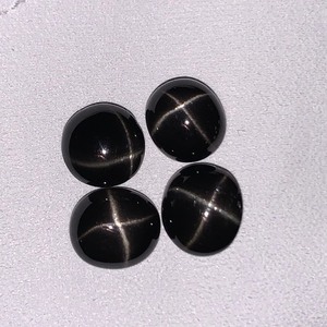 15.26 Carat Black Star Sapphire RoundOval Cabochon Cut Set of 4 Loose Stones