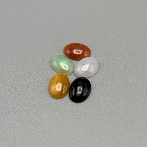 2.64 Carat Jade Oval Cabochon Cut Set of 5 Loose Stones - Assorted Colors