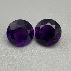 11.88 Carat Amethyst Round Brilliant Cut Set of 2