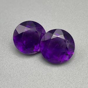 11.32 Carat Amethyst Round Brilliant Cut Set of 2