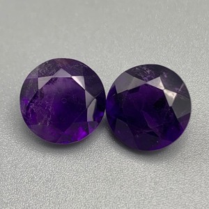 11.94 Carat Amethyst, Round Brilliant Cut Set of 2