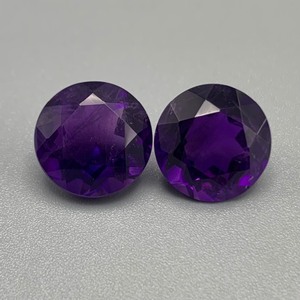 11.63 Carat Amethyst Round Brilliant Cut Set of 2 Loose Stones