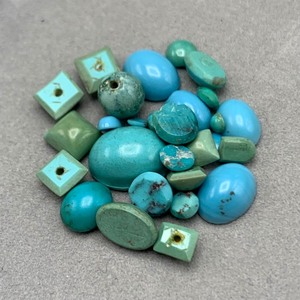 15.39 Carat Turquoise Mixed Cut Cabochon & Bead Assorted Lot of Loose Stones