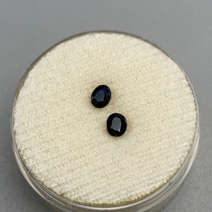 0.42 Carat Deep Blue Sapphire Oval Cut Set of 2 Loose Stones