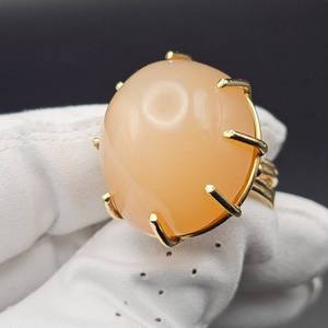 119.52 Carat Peach Moonstone Oval Cabochon Cut - Artisan Wire Ring