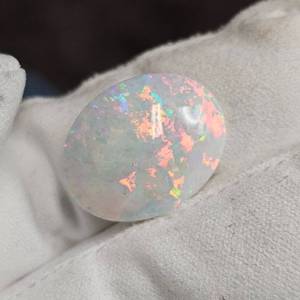 18.03 Carat White Opal Oval Cabochon Cut