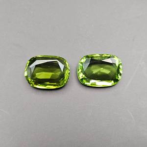 13.07 Carat Peridot Oval Cabochon Cut - Set of 2 Loose Stones