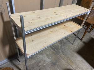lot 11 image: Y.A.L.A. Branded Metal and Wood Shelving Unit (Built to Stand on Lot #1)