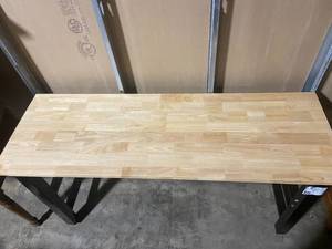lot 4 image: Husky Adjustable Height Solid Wood Top Workbench