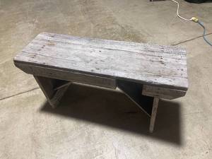 lot 13 image: Vintage Wooden Workbench with Distressed Finish