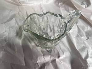 lot 81 image: Vintage Etched Glass Gravy Boat with Handle