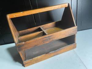 lot 105 image: Vintage Wooden Tool Caddy Organizer