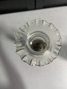 lot 115 image: Vintage Glass Oil Lamp with White Base and Clear Chimney