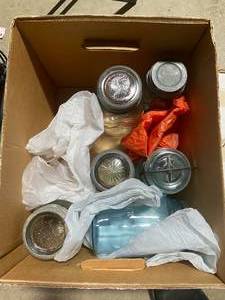 lot 116 image: Vintage Glass Canning Jars with Lids - Atlas E-Z Seal & Ball Ideal