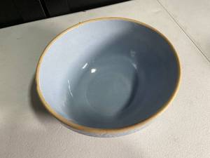 lot 125 image: Vintage Embossed Ceramic Mixing Bowl with Gold Trim