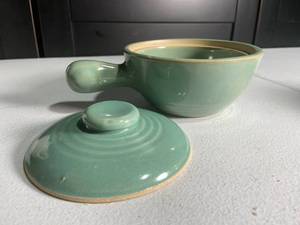 lot 133 image: Vintage Ceramic Soup Bowl with Lid and Handle