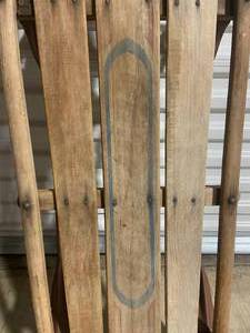 lot 148 image: Vintage Wooden Sled with Metal Runners
