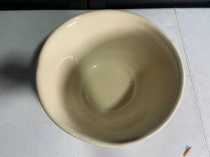 lot 207 image: Vintage Ceramic Mixing Bowl with Blue and Pink Stripes