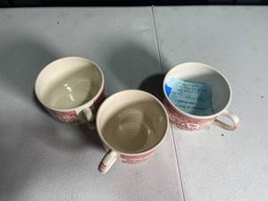 lot 236 image: Vintage Red Willow Transferware Coffee Cups - Set of 3