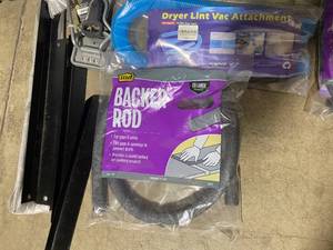 lot 271 image: Mixed Lot with Dryer Lint Vac Attachment, Backer Rods, and Miscellaneous Items