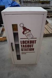 lot 15 image: Lab Safety Metal LockoutTagout Station with Supplies