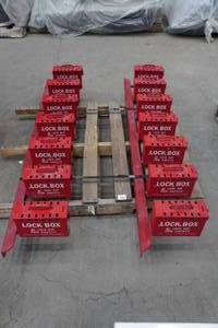 lot 24 image: 2 Racks of Mounted Lock Boxes