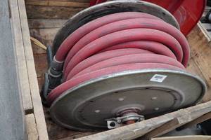 lot 58 image: Heavy Duty Hose Reel with 1 Fire Engine Booster Hose