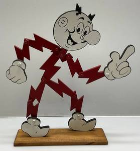 lot 7 image: Vintage Wood Articulated Ready Kilowatt 13 x 16