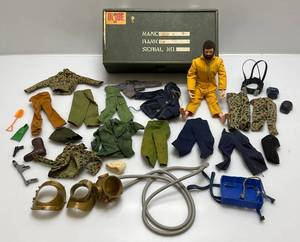lot 64 image: 1960s Hasbro GI Joe 12 Action Figure With Foot Locker Clothes & Extras Including Diving Helmet