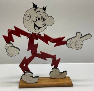 lot 66 image: Vintage Wood Articulated Ready Kilowatt 13 x 16