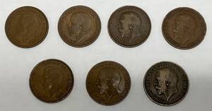 lot 207 image: 1912,1918,1919,1920,1921, 1937,1938 Great Britain Bronze Large Pennies