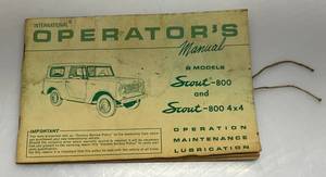 lot 226 image: 1960s International Operators Manual For Scout-800 & Scout -800 4x4 Vehicles