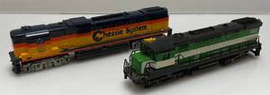 lot 188 image: Vintage HO Scale Burlington Northern 853 Engine & Chessie System C&O 1102  (Pre-Owned) Lighted Untested