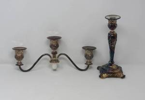 2 Vintage 1960s Rogers Silver-plated 3-light Candelabras