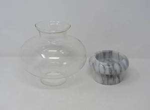 Vintage Group of 3 Marble candle base Hurricane Lamps